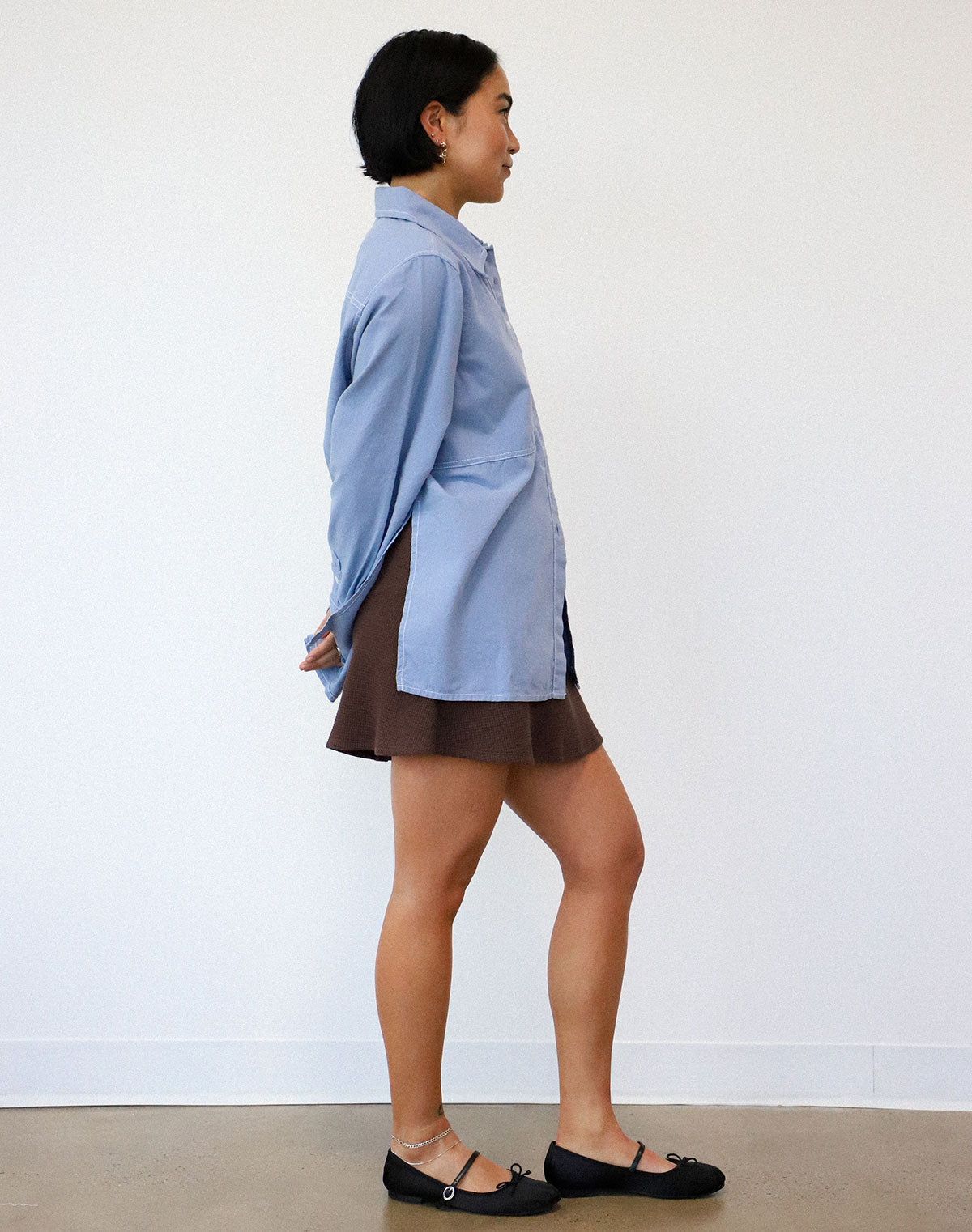 Collared Shirt in Pebble Blue