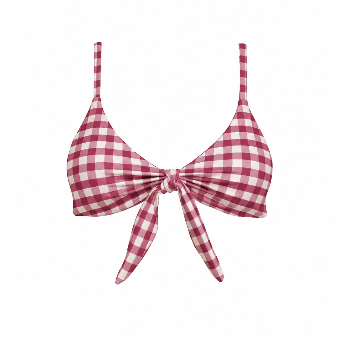 Front Tie Top in Cerise
