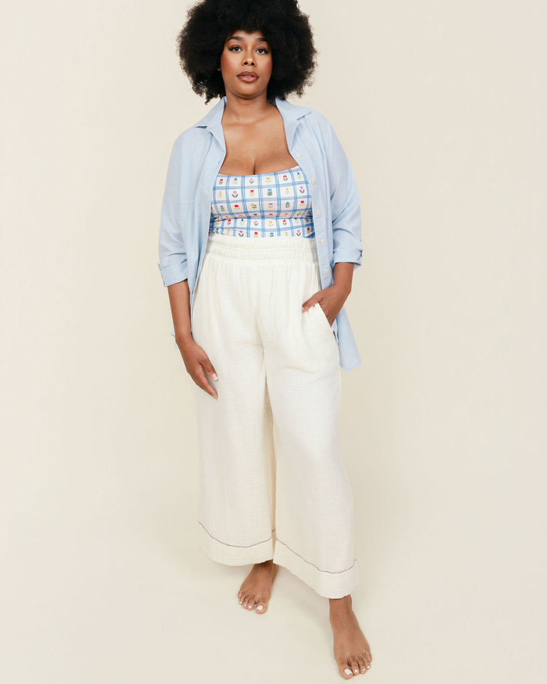 Asymmetrical Linen Button Down Cover Up