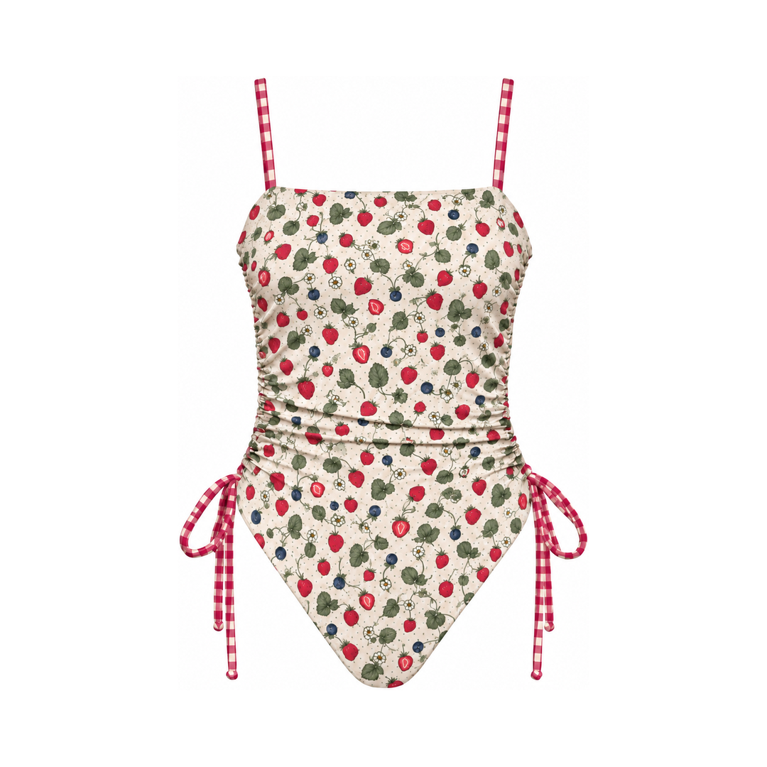 Ruched Square Neck One Piece in Madeleine