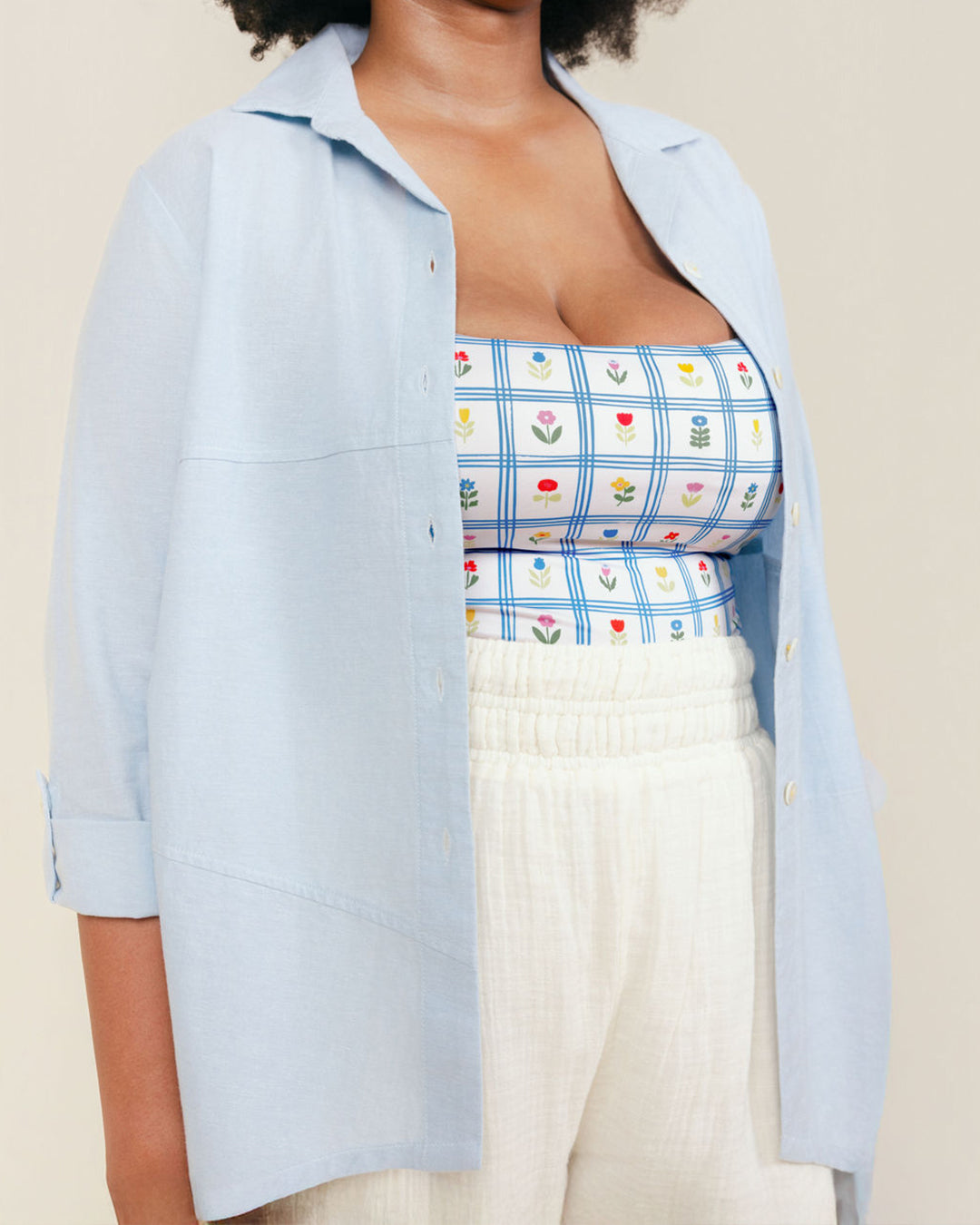 Asymmetrical Linen Button Down Cover Up